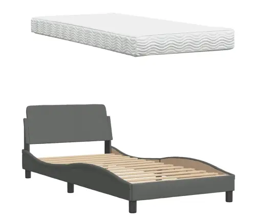 Lova Su Čiužiniu, Tamsiai Pilkos Spalvos, 100X200cm Audinys