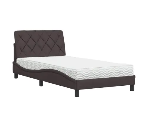 Voodi Koos Madratsiga, Tumepruun, 100 X 200 cm Kangas