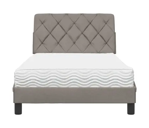 Gultas Rāmis Ar Matraci, Pelēkbrūns, 100X200 Cm, Audums Vidaxl