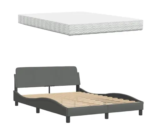 Gulta Ar Matraci, Tumši Pelēka Audums, 120X200 Cm Vidaxl