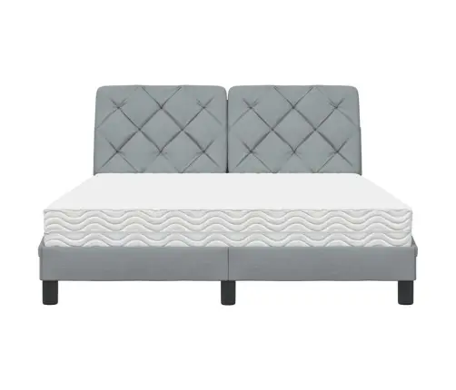 Lova Su Čiužiniu, Šviesiai Pilkos Spalvos, 140X190cm Audinys