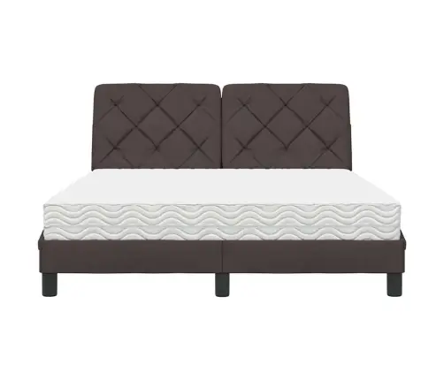 Gulta Ar Matraci, Tumši Brūna, 140X190 Cm, Audums Vidaxl