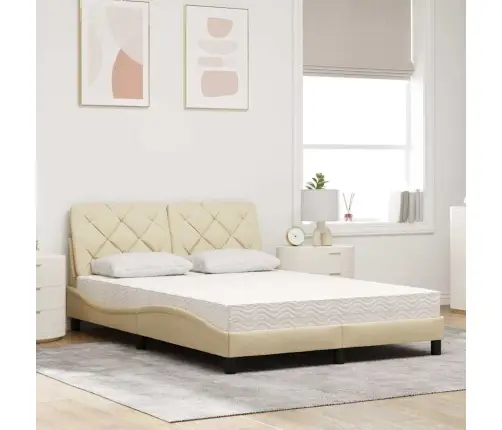 Voodi Madratsiga, Kreemjas, 140X190 cm Kangas