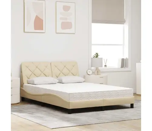 Gulta Ar Matraci, Krēmkrāsas, 140X200 Cm, Audums Vidaxl