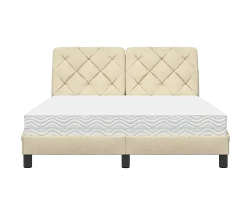 Gulta Ar Matraci, Krēmkrāsas, 140X200 Cm, Audums Vidaxl