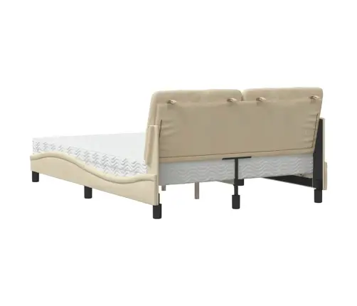 Gulta Ar Matraci, Krēmkrāsas, 140X200 Cm, Audums Vidaxl