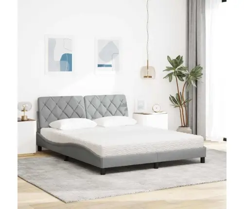 Gulta Ar Matraci, Gaiši Pelēks, 160X200 Cm, Audums Vidaxl