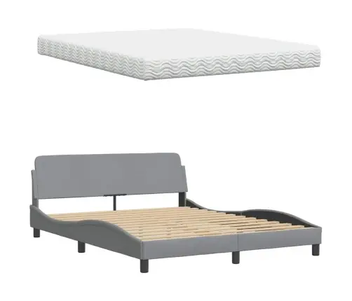 Gulta Ar Matraci, Gaiši Pelēks, 160X200 Cm, Audums Vidaxl