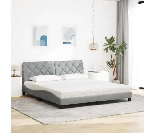 Gulta Ar Matraci, Gaiši Pelēks, 180X200 Cm, Audums Vidaxl