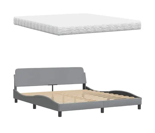 Gulta Ar Matraci, Gaiši Pelēks, 180X200 Cm, Audums Vidaxl