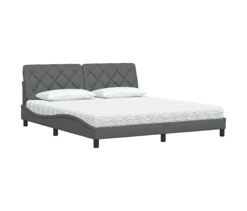 Gulta Ar Matraci, Tumši Pelēks, 180X200 Cm, Audums Vidaxl