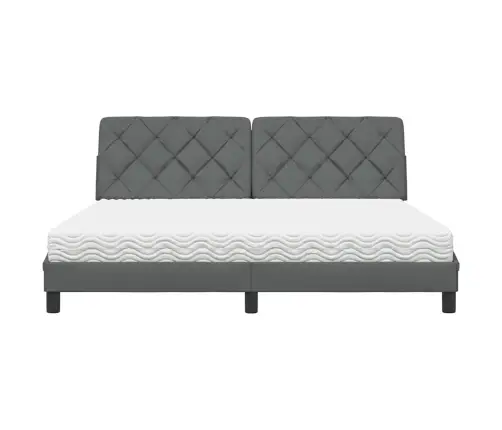 Gulta Ar Matraci, Tumši Pelēks, 180X200 Cm, Audums Vidaxl