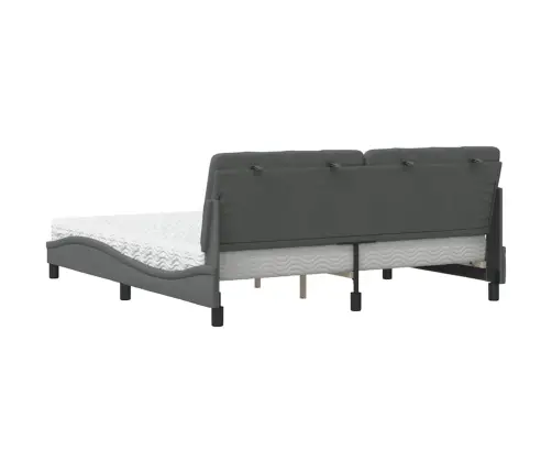 Gulta Ar Matraci, Tumši Pelēks, 180X200 Cm, Audums Vidaxl