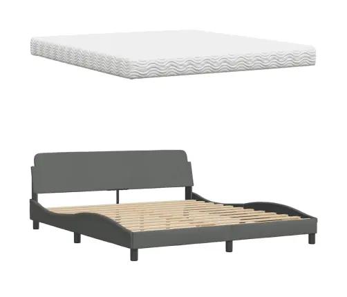 Gulta Ar Matraci, Tumši Pelēks, 180X200 Cm, Audums Vidaxl