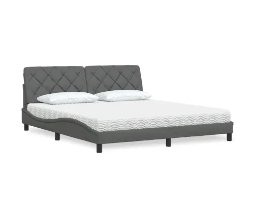 Gulta Ar Matraci, Tumši Pelēks, 180X200 Cm, Audums Vidaxl