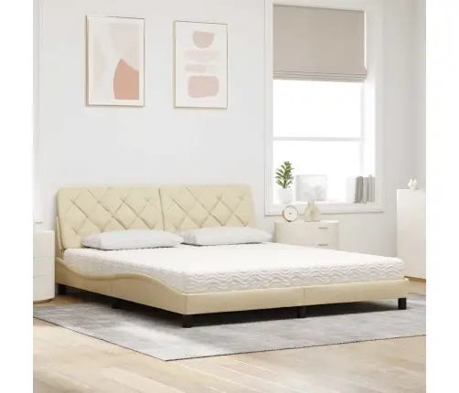 Gulta Ar Matraci, Krēmkrāsas, 180X200 Cm, Audums Vidaxl