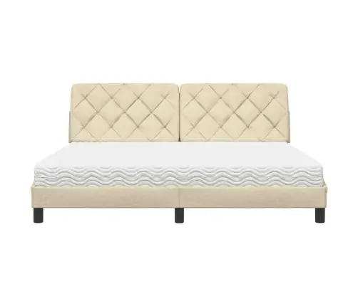 Gulta Ar Matraci, Krēmkrāsas, 180X200 Cm, Audums Vidaxl