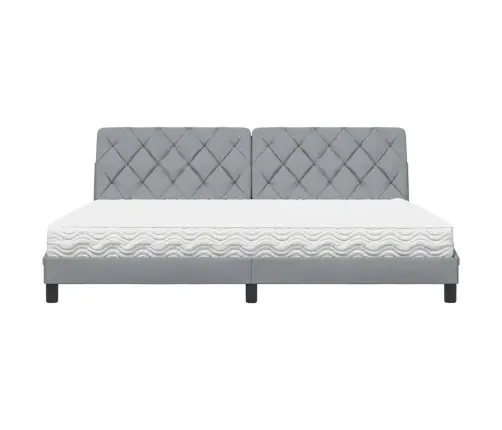 Gulta Ar Matraci, Gaiši Pelēka Audums, 200X200 Cm Vidaxl