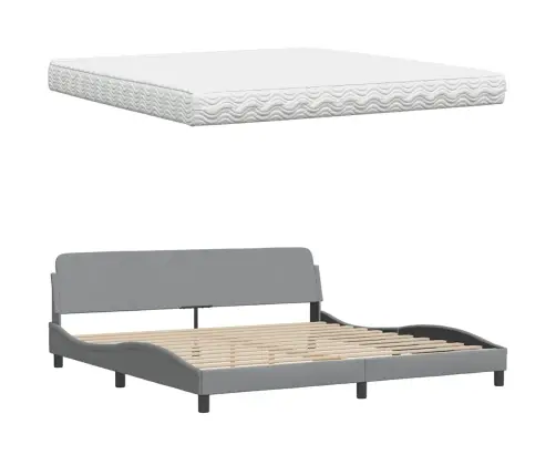 Gulta Ar Matraci, Gaiši Pelēka Audums, 200X200 Cm Vidaxl