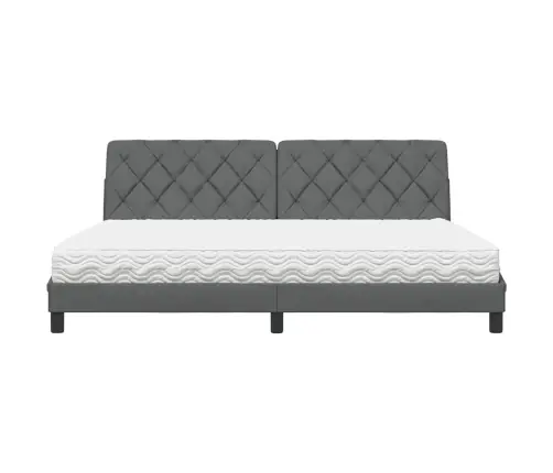 Gulta Ar Matraci, Tumši Pelēks Audums, 200X200 Cm Vidaxl