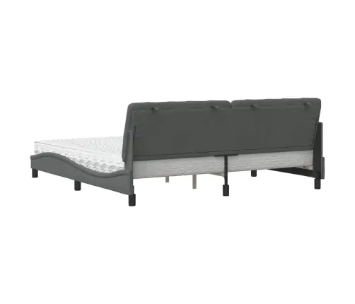 Gulta Ar Matraci, Tumši Pelēks Audums, 200X200 Cm Vidaxl