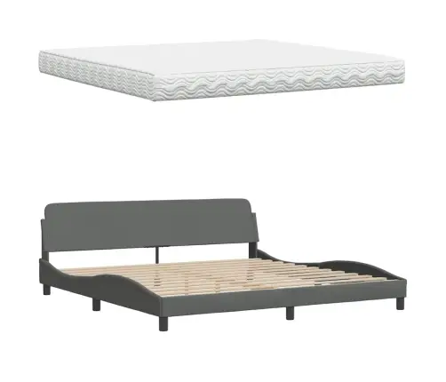 Gulta Ar Matraci, Tumši Pelēks Audums, 200X200 Cm Vidaxl