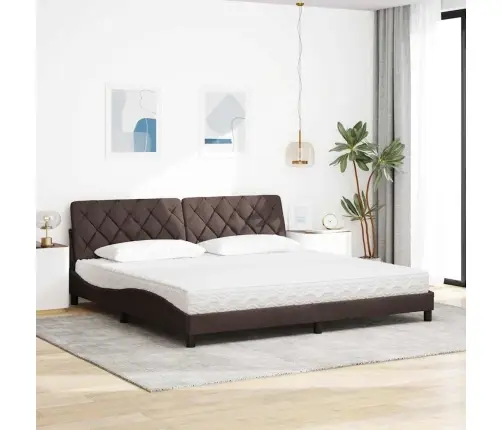 Lova Su Čiužiniu, Tamsiai Rudos Spalvos, 200X200cm Audinys