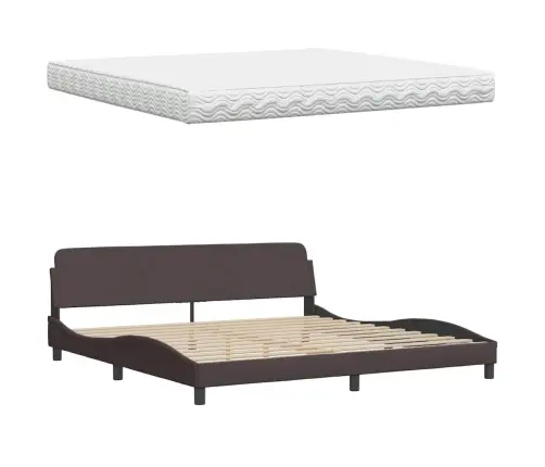 Lova Su Čiužiniu, Tamsiai Rudos Spalvos, 200X200cm Audinys