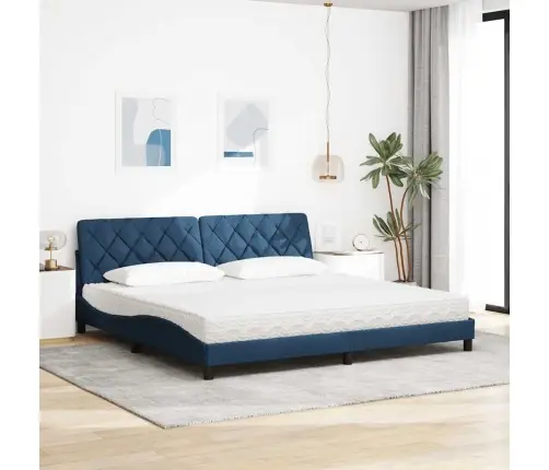 Gulta Ar Matraci, Zils Audums, 200X200 Cm Vidaxl