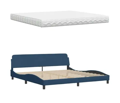 Gulta Ar Matraci, Zils Audums, 200X200 Cm Vidaxl