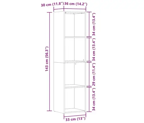 Raamatukapp Vana Puit 36X30X143 Cm Engineered Wood