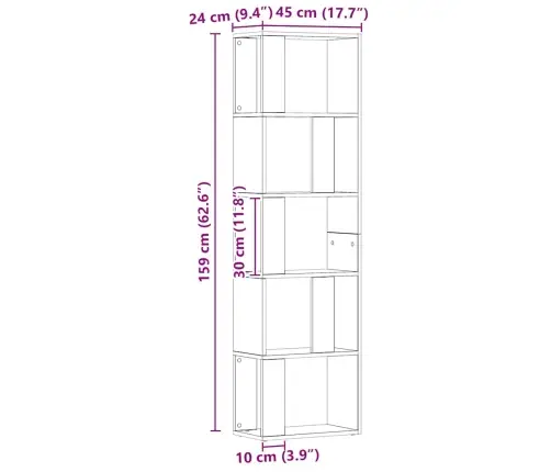 Grāmatu Plaukts, Koka Krāsa, 45X24X159 Cm, Inženierijas Koks Vidaxl