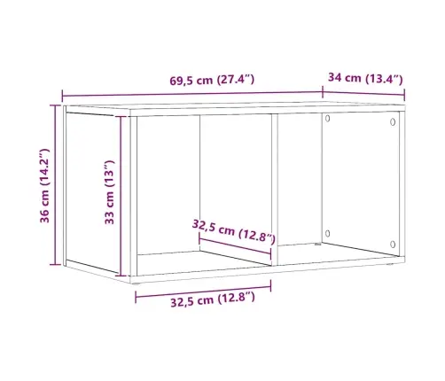 Lp Uzglabāšanas Kaste Koka Krāsa 69,5X34X36Cm Inženierijas Koks Vidaxl
