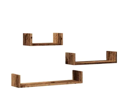 Sienas Plaukti, 3 Gab., Veca Koka, Inženierijas Koks Vidaxl