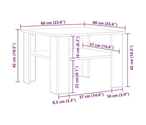 Kafijas Galdiņš Artisan Ozols 60X60X42 Cm Engineered Wood Vidaxl Kafijas Galdiņš Artisan Ozols 60X60X42 Cm Engineered Wood Vidaxl