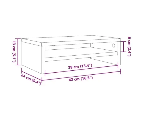 Monitori Alus Vana Puit 42X24X13 Cm Engineered Wood