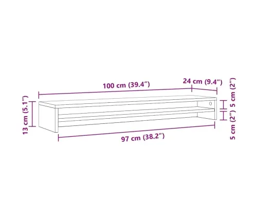 Monitoriaus Stovas, Ąžuolo Spalvos, 100X24X13 cm Inžinerinė Mediena