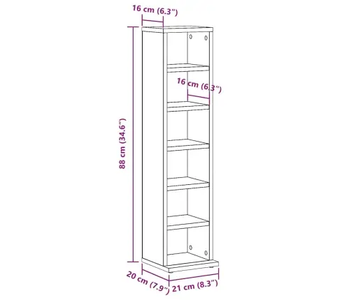 Cd-Kapp Vana Puit 21X20X88 Cm Engineered Wood