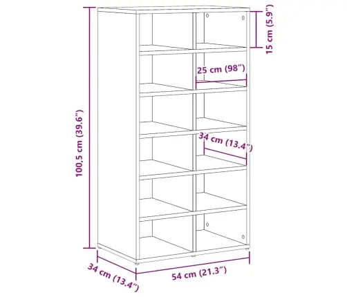 Batų Lentyna Sena Mediena 54X34X100,5 Cm Inžinerinė Mediena