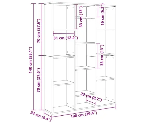 Ruumijagaja/Raamatukapp Vana Puit 100X24X140 Cm Tehniline Puit