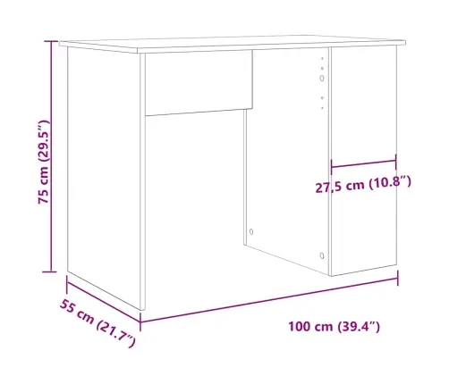 Rakstāmgalds Old Wood 100X55X75 Cm Engineered Wood Vidaxl Rakstāmgalds Old Wood 100X55X75 Cm Engineered Wood Vidaxl
