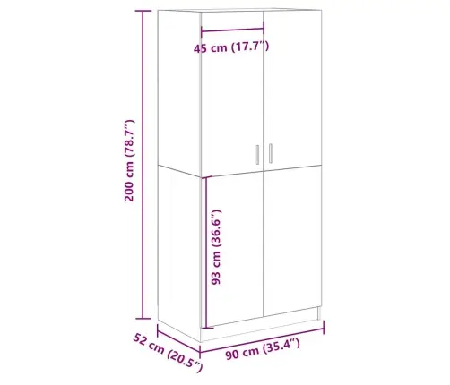 Riidekapp Old Wood 90X52X200 Cm Engineered Wood