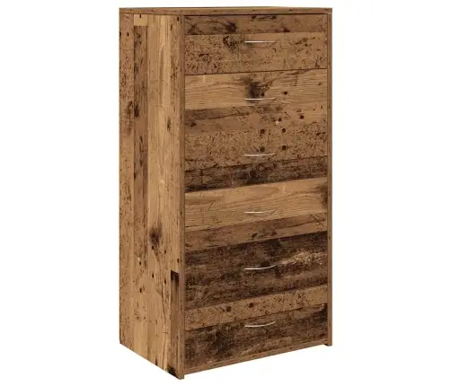 Kumode Ar 6 Atvilktnēm, Veca Koka, 50X34X96 Cm, Skaidu Plāksne Vidaxl