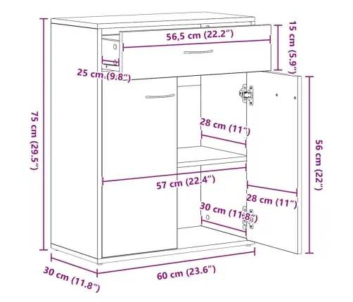 Puhvetkapp Old Wood 60X30X75 Cm Engineered Wood