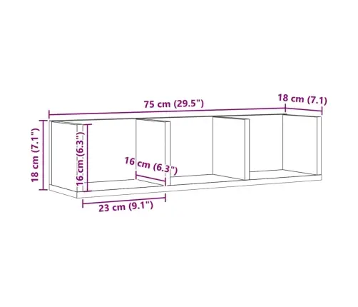 Sieninė Cd Lentyna, Artisano, 75X18X18cm Apdirbta Mediena