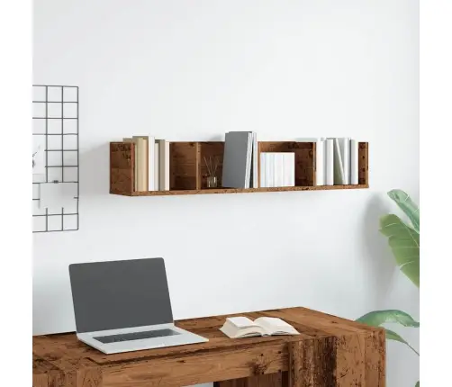 Cd Sienas Plaukts, Veca Koka, 100X18X18 Cm, Inženierijas Koks Vidaxl