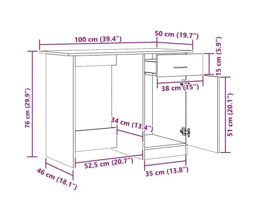 Rakstāmgalds, Koka Krāsa, 100X50X76 Cm, Inženierijas Koks Vidaxl Rakstāmgalds, Koka Krāsa, 100X50X76 Cm, Inženierijas Koks Vidaxl
