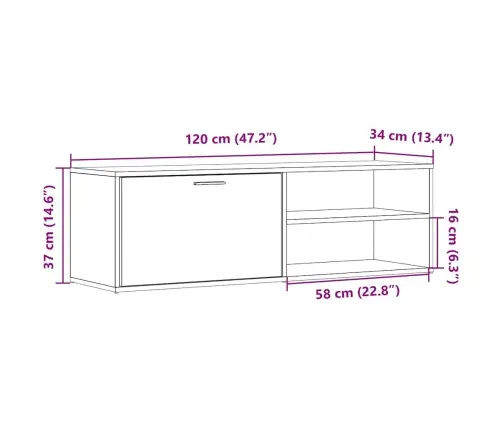 Tv Skapītis Ozolkoka Amatnieks 120X34X37 Cm Inženierijas Koks Vidaxl