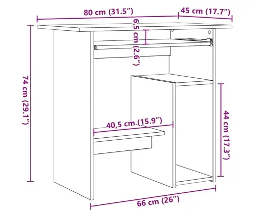 Rakstāmgalds, Veca Koka, 80X45X74 Cm, Skaidu Plāksne Vidaxl