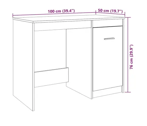 Rašomasis Stalas, Medienos, 100X50X76cm Apdirbta Mediena